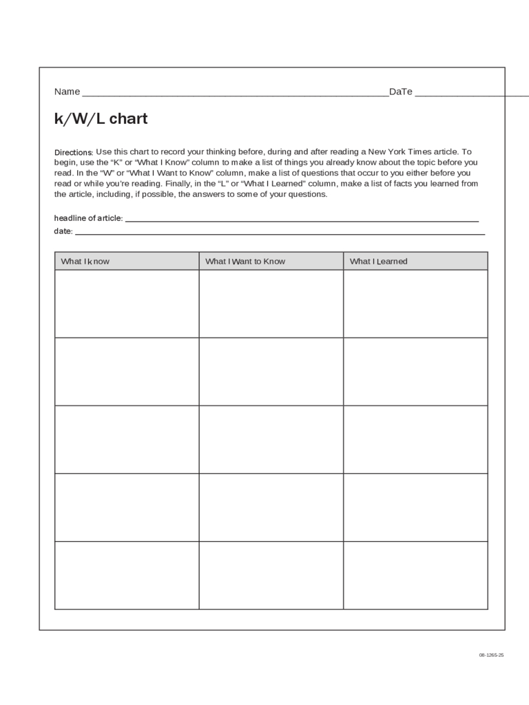 Kwl Chart – 3 Free Templates In Pdf, Word, Excel Download For Kwl Chart Template Word Document
