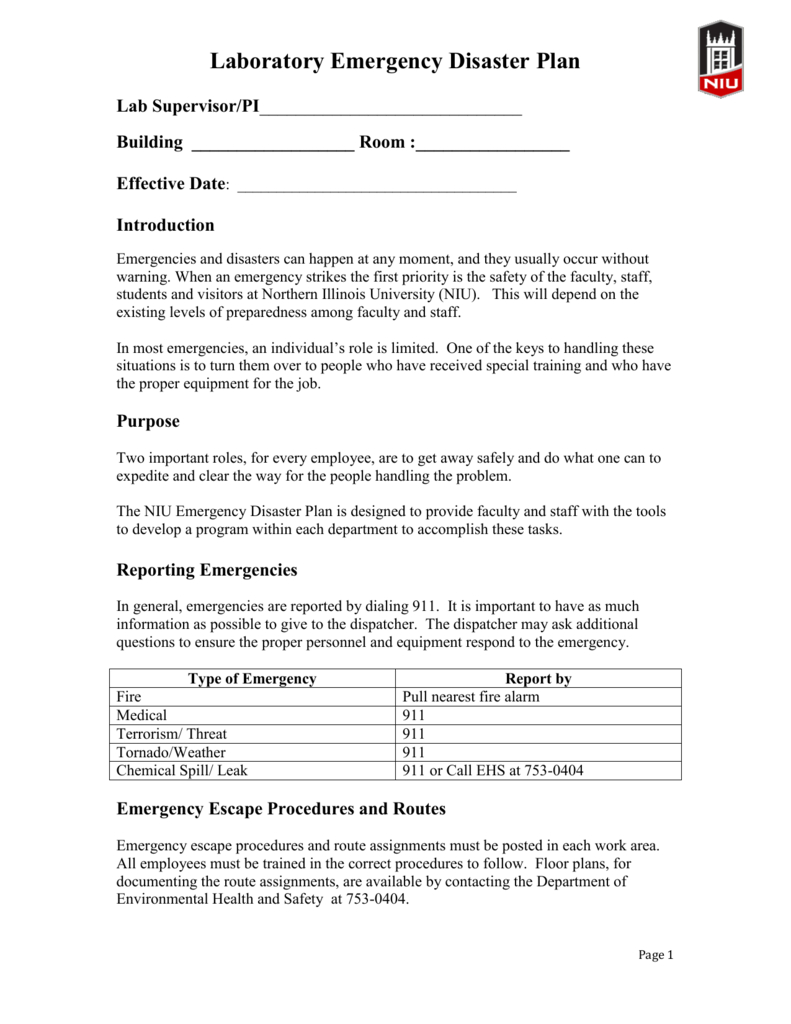 Lab Emergency Response Plan Template Throughout Fire Evacuation Drill Report Template