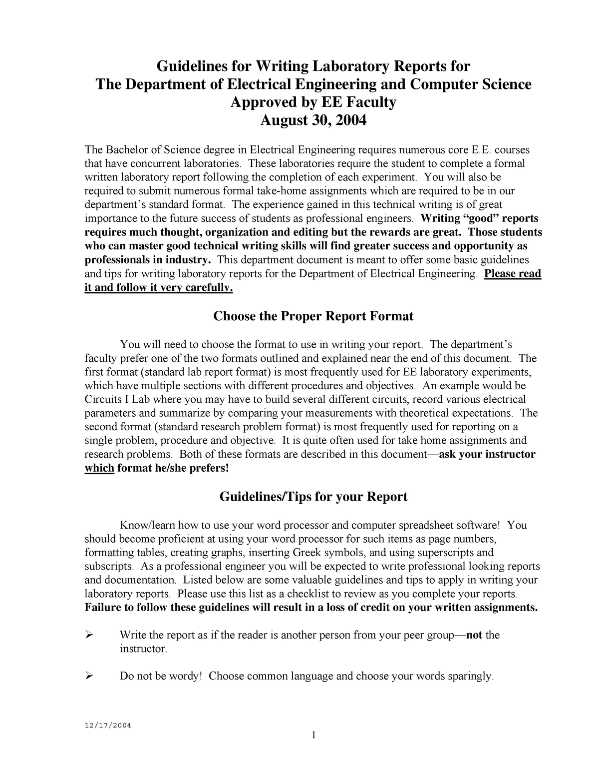 Lab Report Format – Ecte290 – Uow – Studocu Regarding Formal Lab Report Template