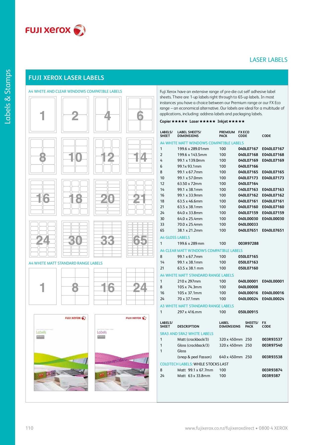 Labels & Stamps – Fuji Xerox Pages 1 – 18 – Text Version Inside Word Label Template 16 Per Sheet A4