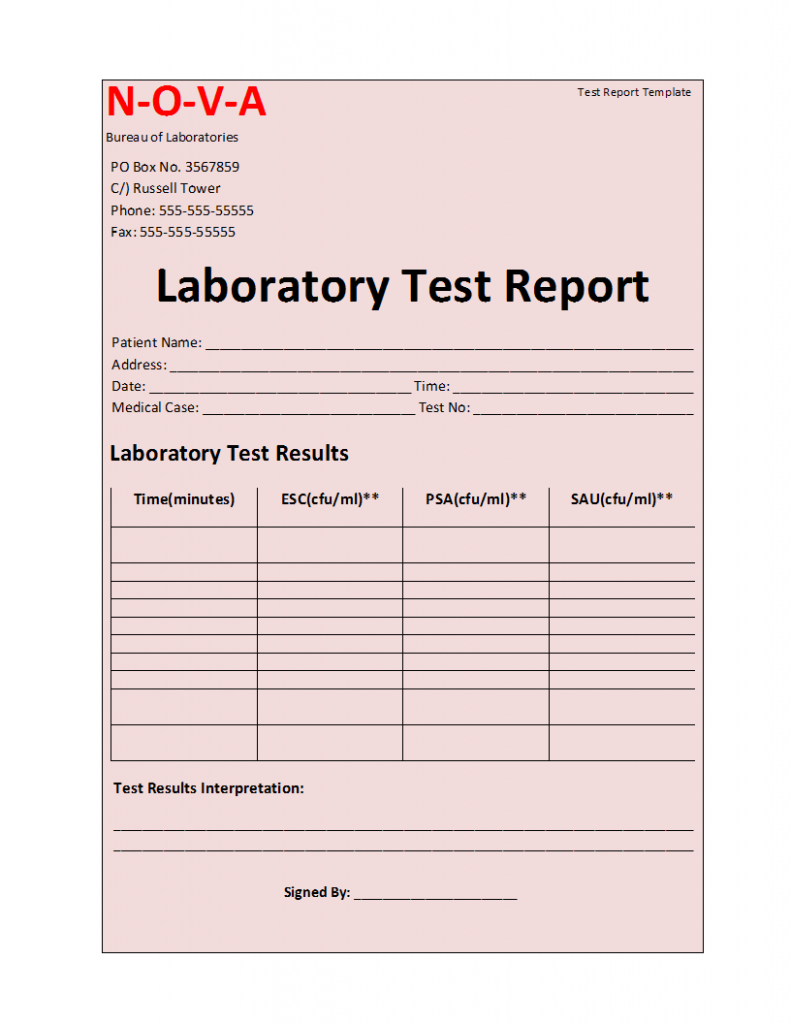 Laboratory Test Report Template Intended For Report Template Word 2013