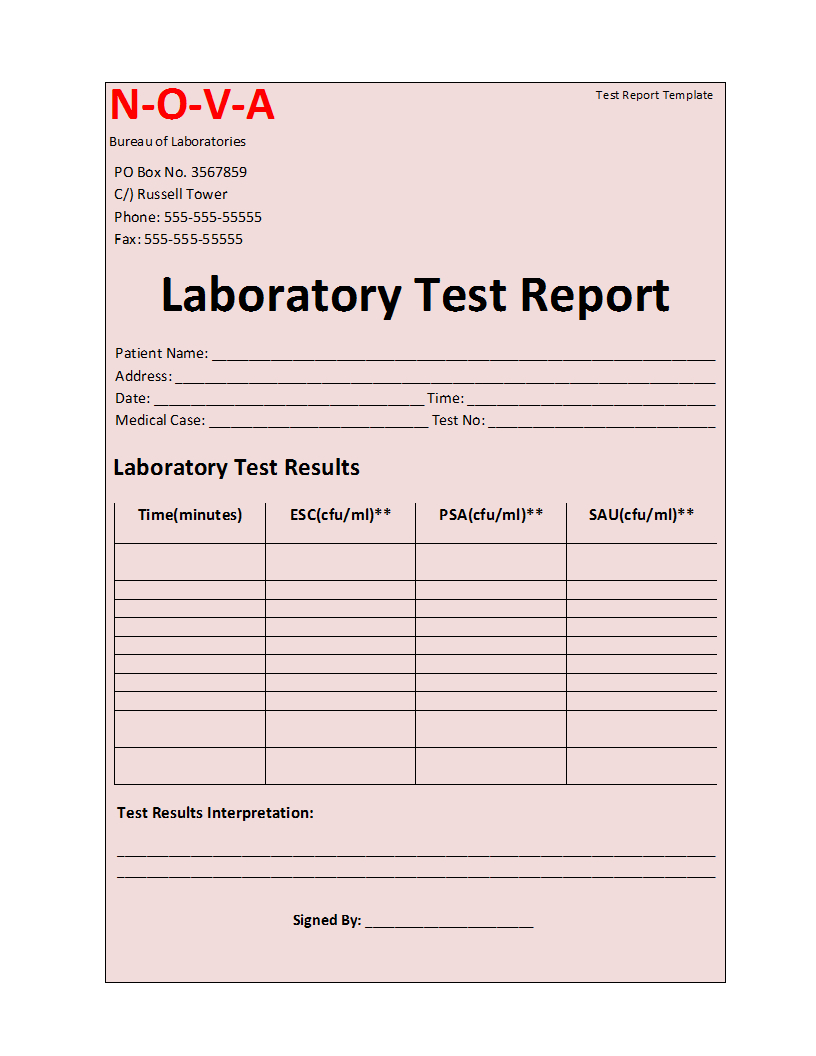 Laboratory Test Report Template Intended For Test Result Report Template
