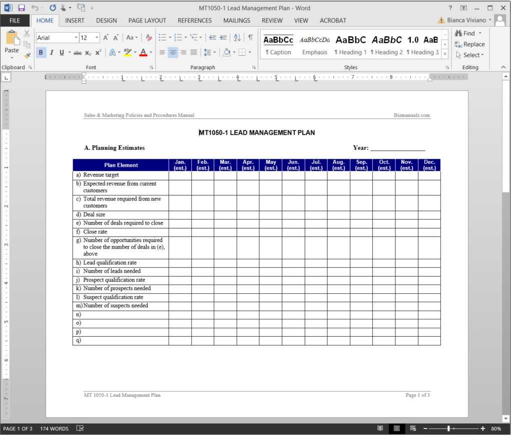 Lead Management Plan Template | Mt1050 1 With Sales Lead Report Template