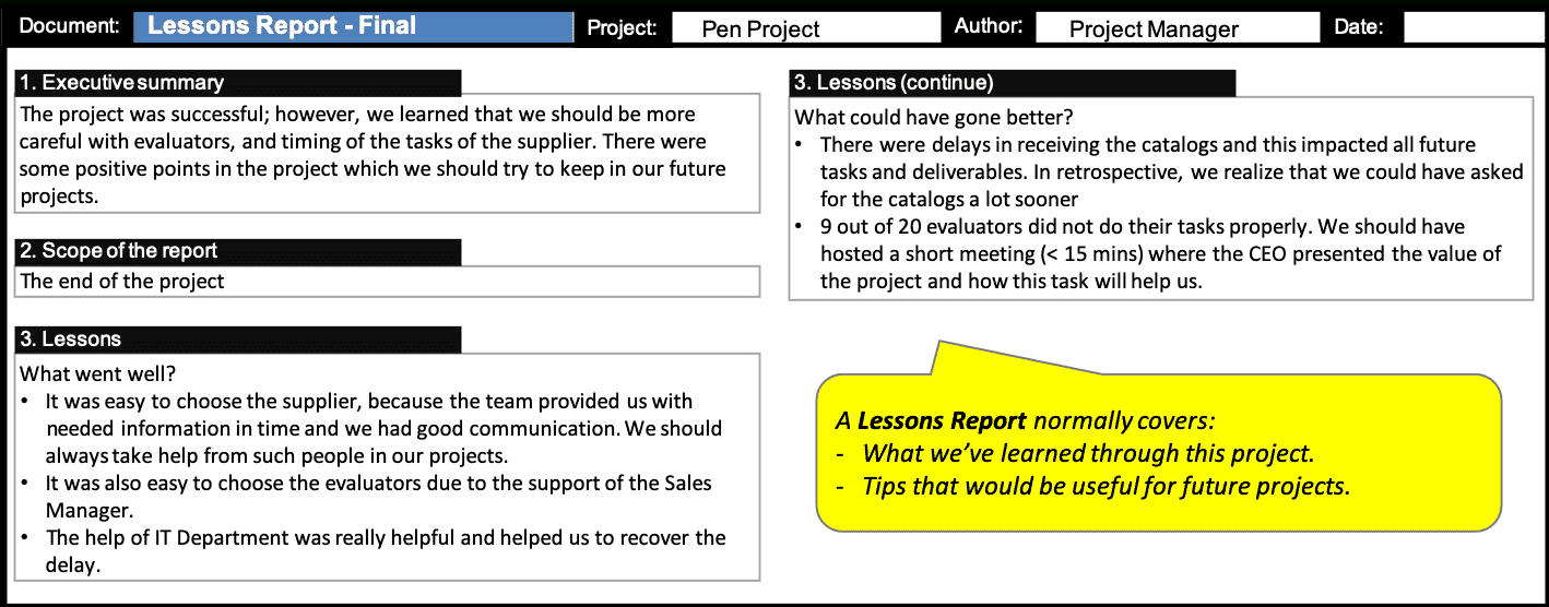 Lessons Report :: Prince2® Wiki With Lessons Learnt Report Template