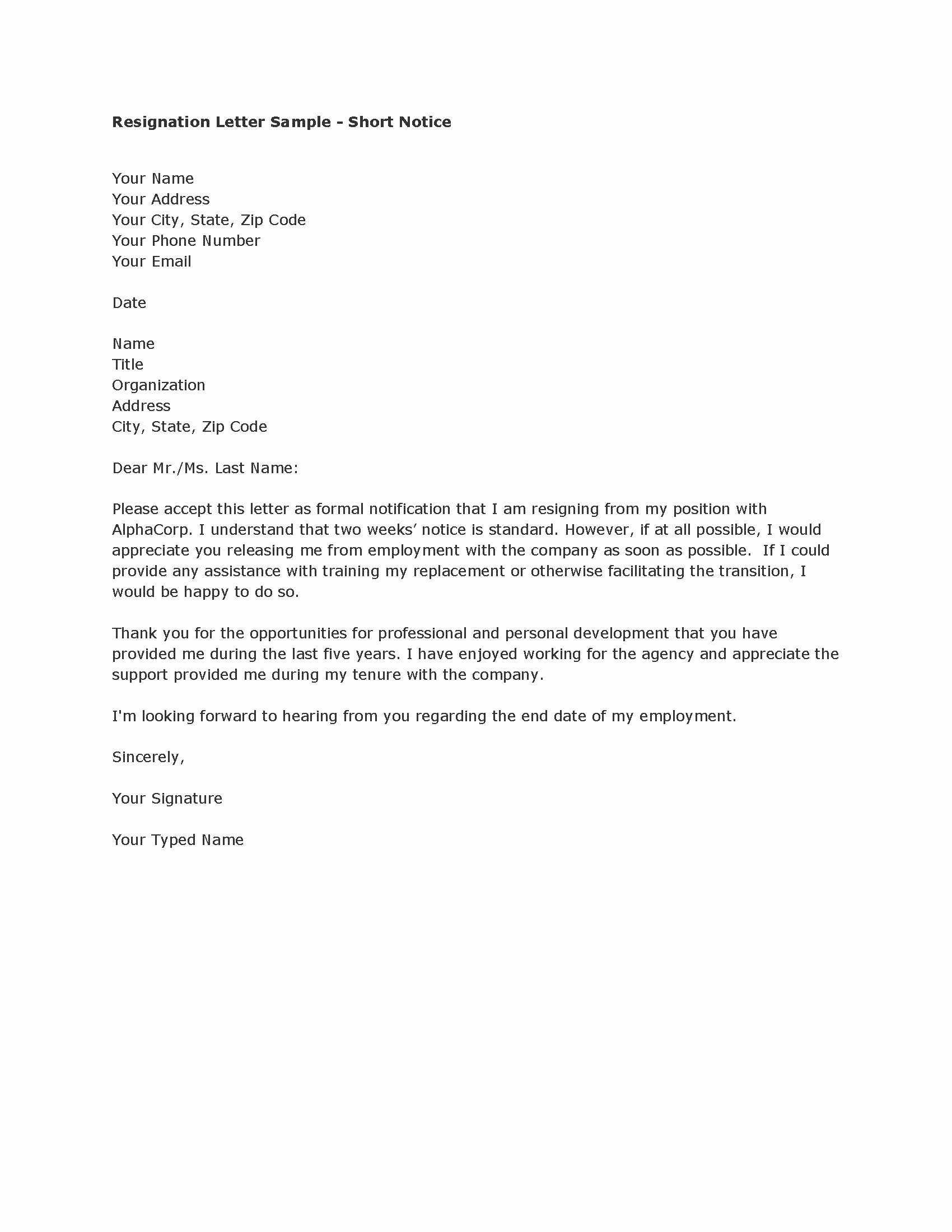 Letter Of Resignation Templates – Karan.ald2014 Throughout Two Week Notice Template Word
