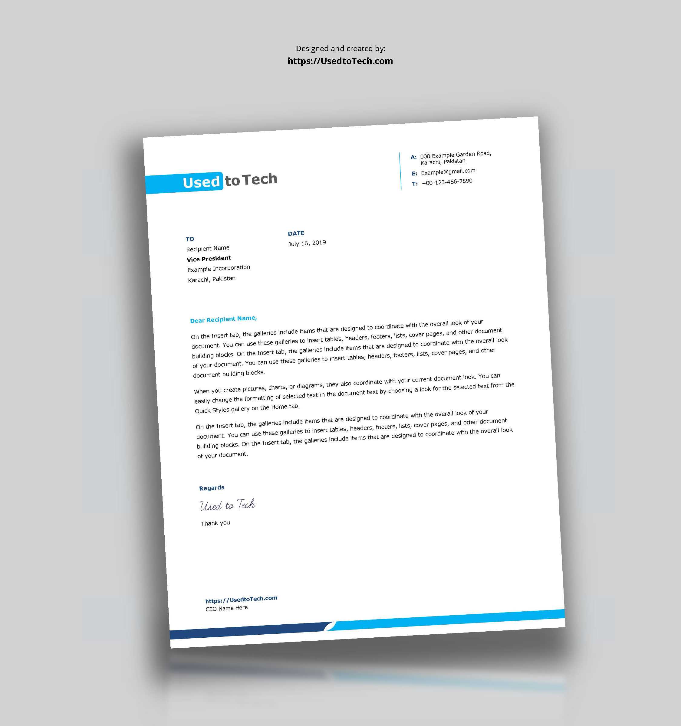 Letterhead Template For Word – Barati.ald2014 Throughout Headed Letter Template Word