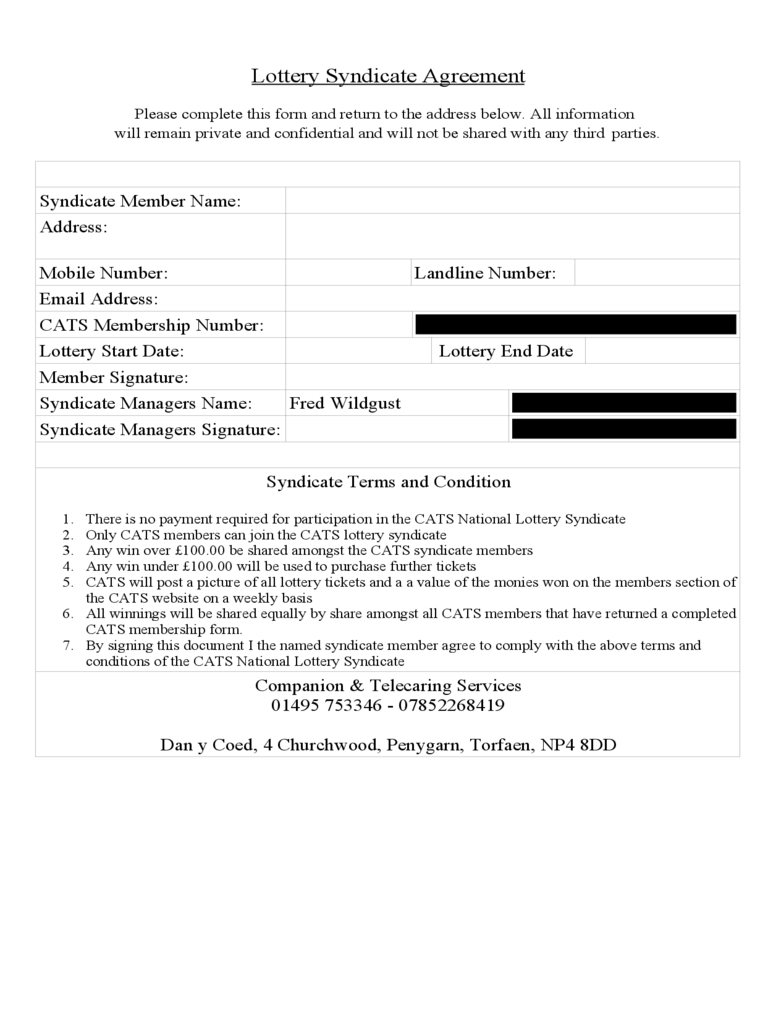 Lottery Syndicate Agreement Form – 6 Free Templates In Pdf In Lottery Syndicate Agreement Template Word