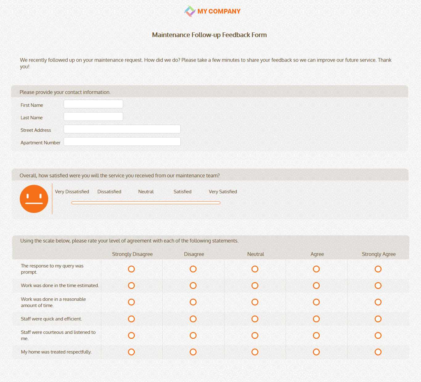 Maintenance Follow Up Feedback Form Template & Questions For Poll Template For Word