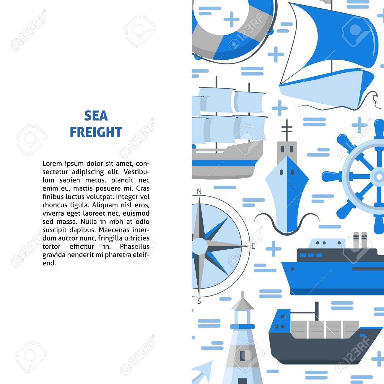 Marine Banner Or Poster Template With Place For Text. Ships And.. Intended For Nautical Banner Template