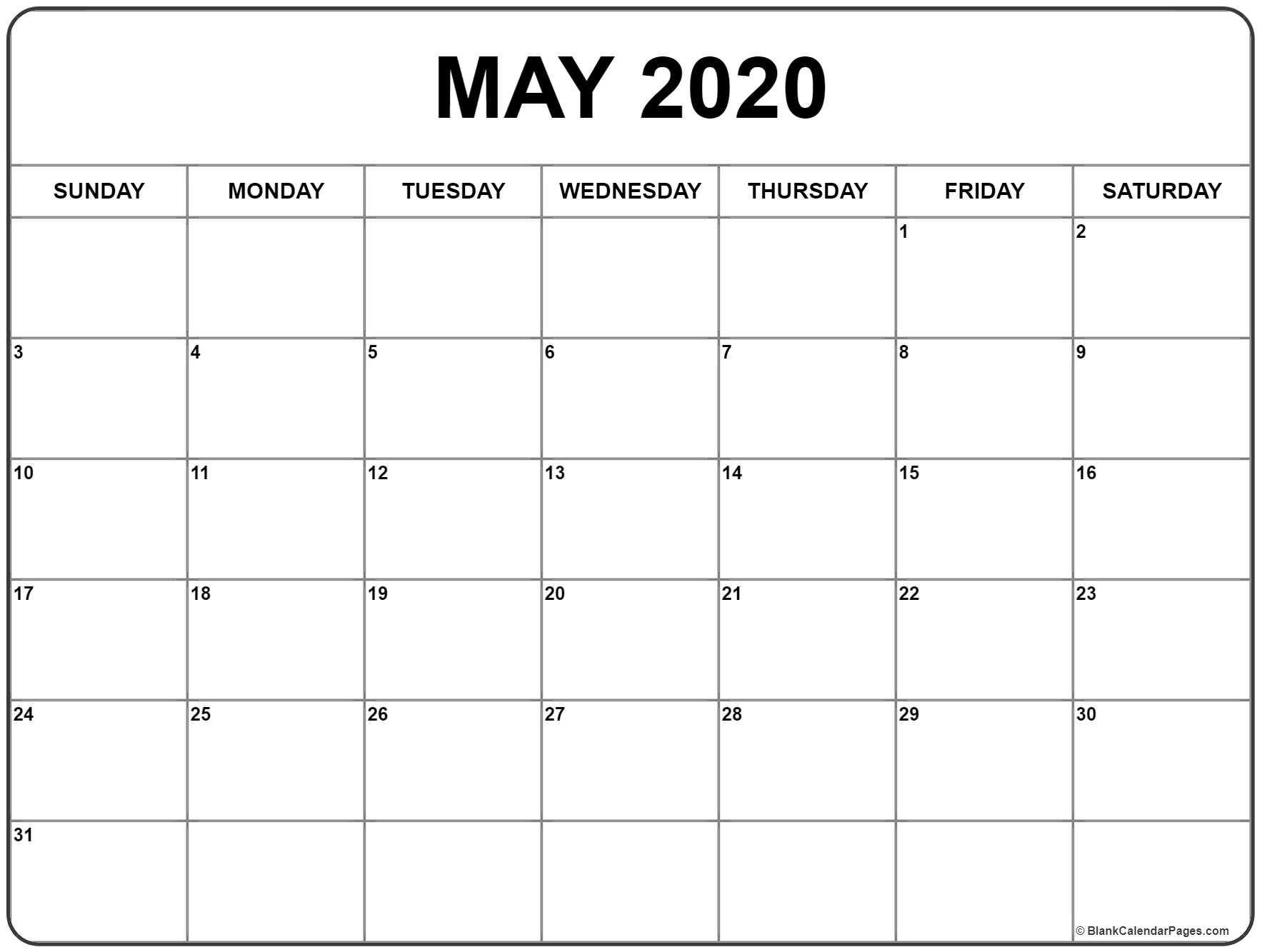 May 2020 Calendar | Free Printable Monthly Calendars Regarding Blank Calander Template