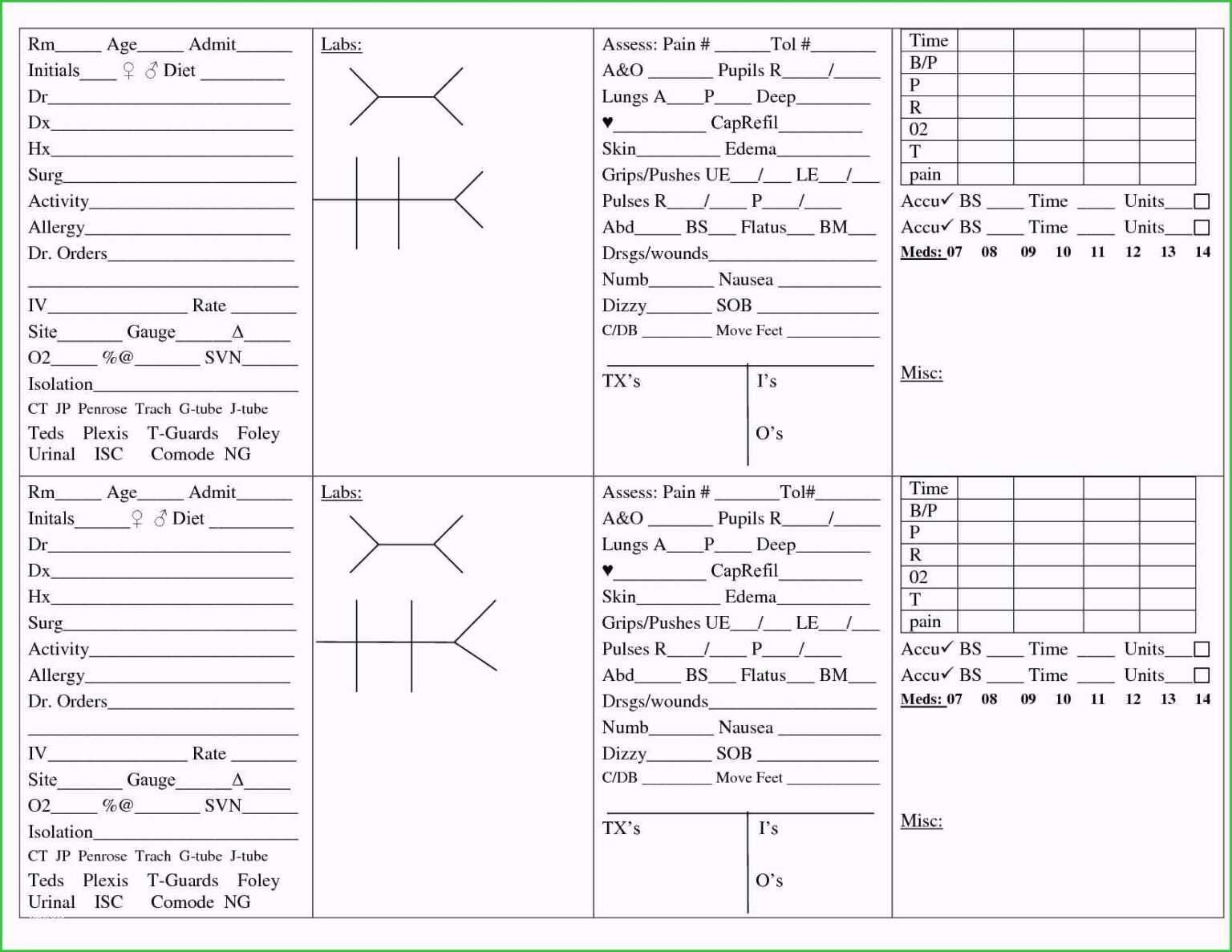 Med Surg Report Sheet Templates Professional Plan Templates