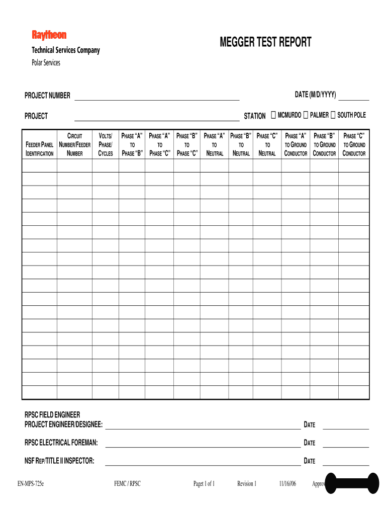Megger Test Report - Fill Online, Printable, Fillable, Blank With Regard To Megger Test Report Template