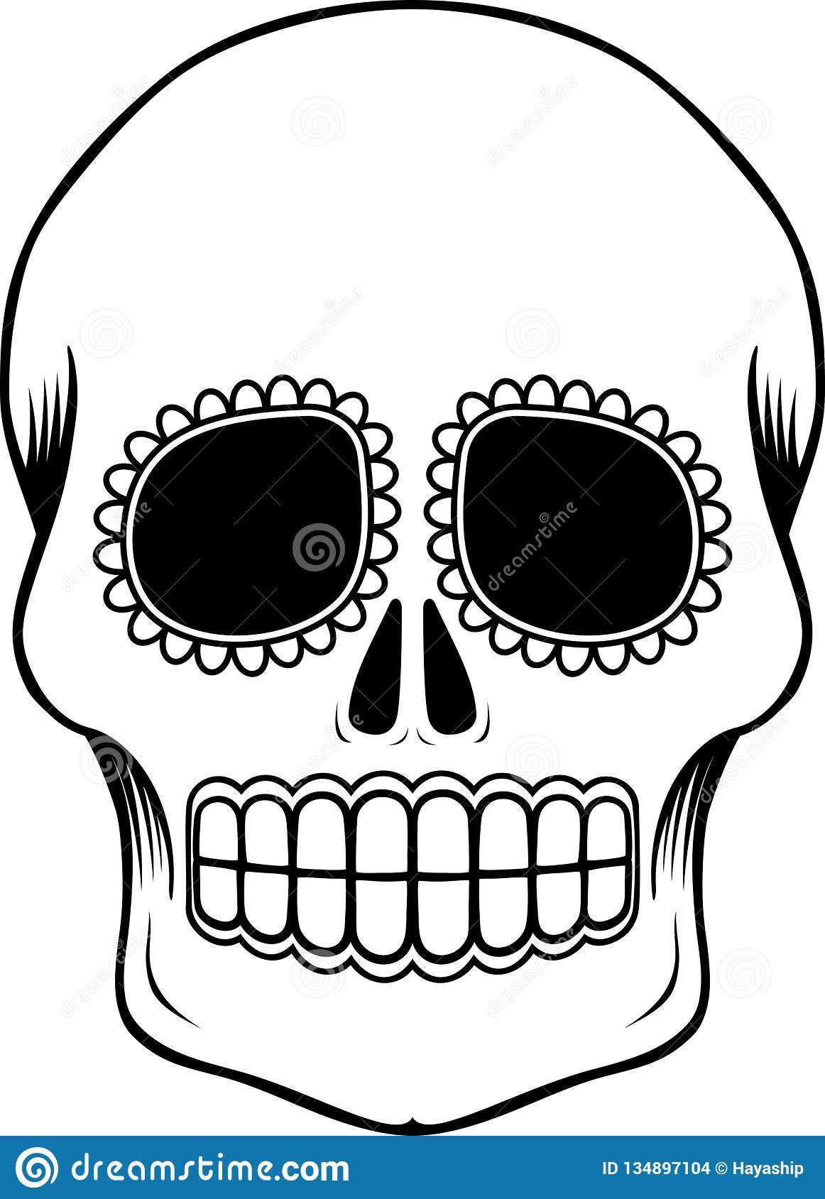 Mexican Sugar Skull Template Stock Vector – Illustration Of With Regard To Blank Sugar Skull Template