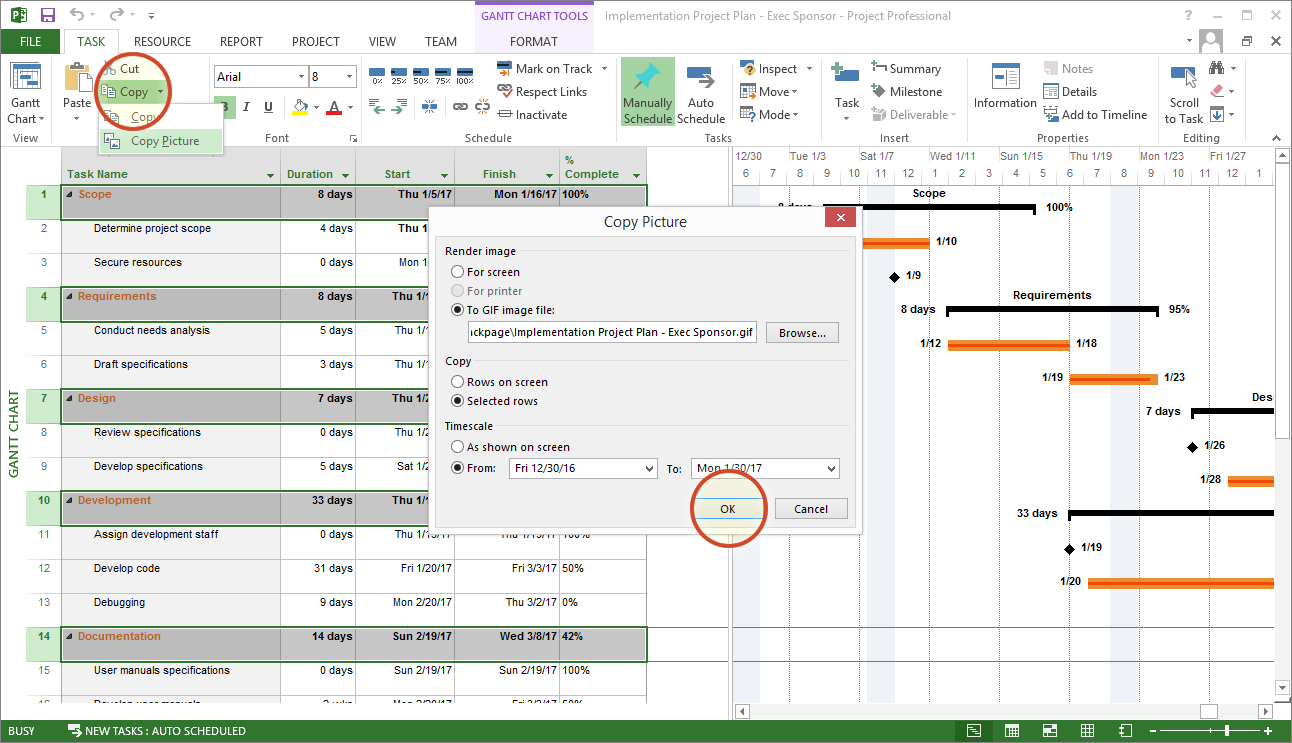 Microsoft Project Gantt Chart Tutorial + Template + Export Inside Ms Project 2013 Report Templates