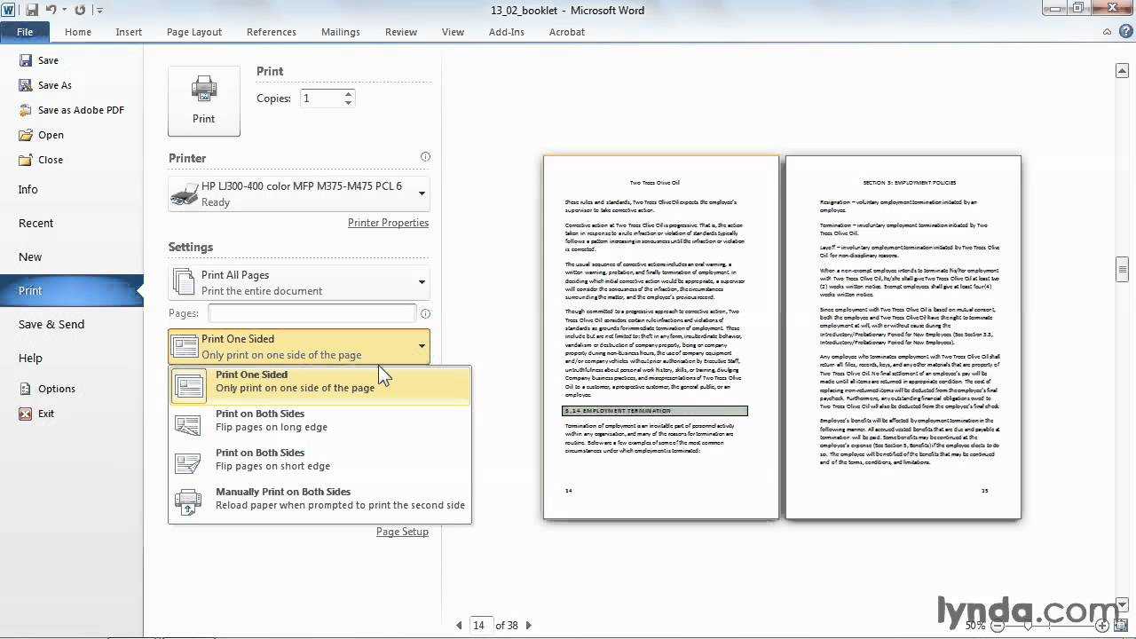 Microsoft Word Tutorial: How To Print A Booklet | Lynda Within Booklet Template Microsoft Word 2007