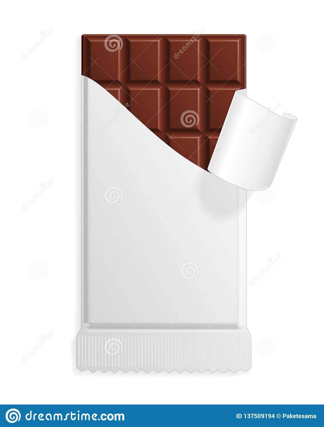 Milk Chocolate Bar In A Blank Wrapper Stock Vector Within Free Blank Candy Bar Wrapper Template