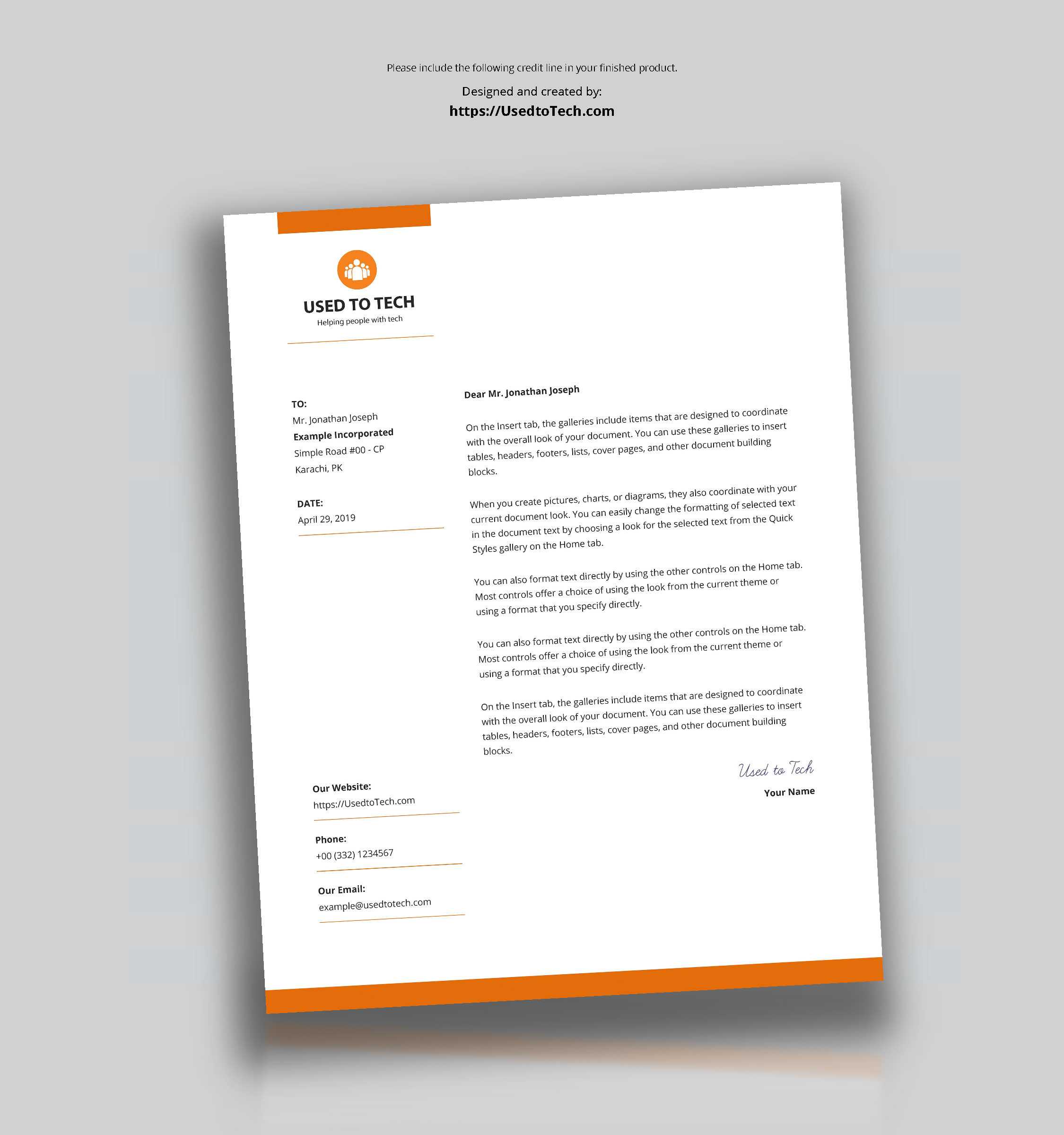 Modern Letterhead Template In Microsoft Word Free - Used To Tech Pertaining To Word Stationery Template Free