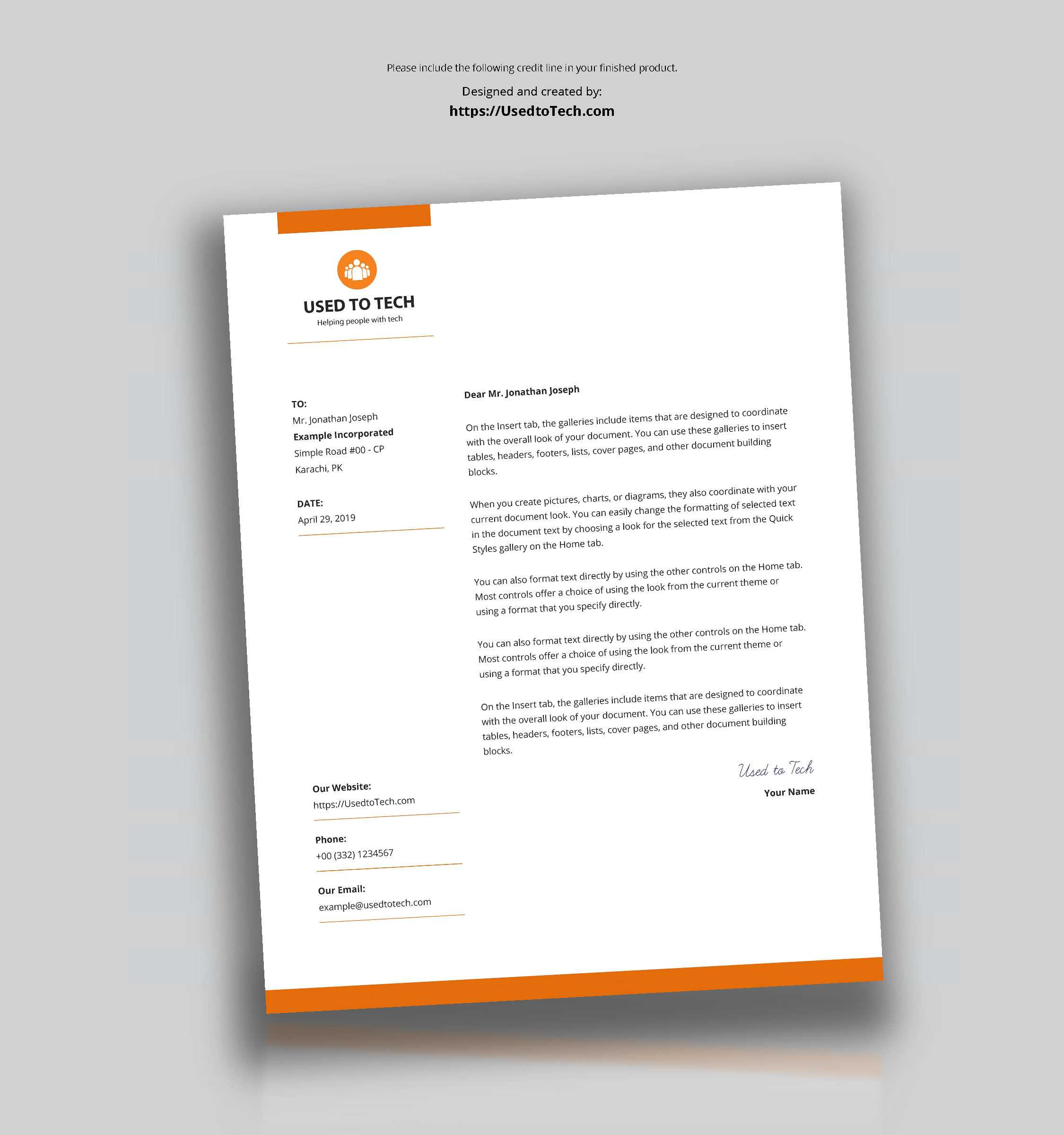 Modern Letterhead Template In Microsoft Word Free - Used To Tech Within Free Letterhead Templates For Microsoft Word