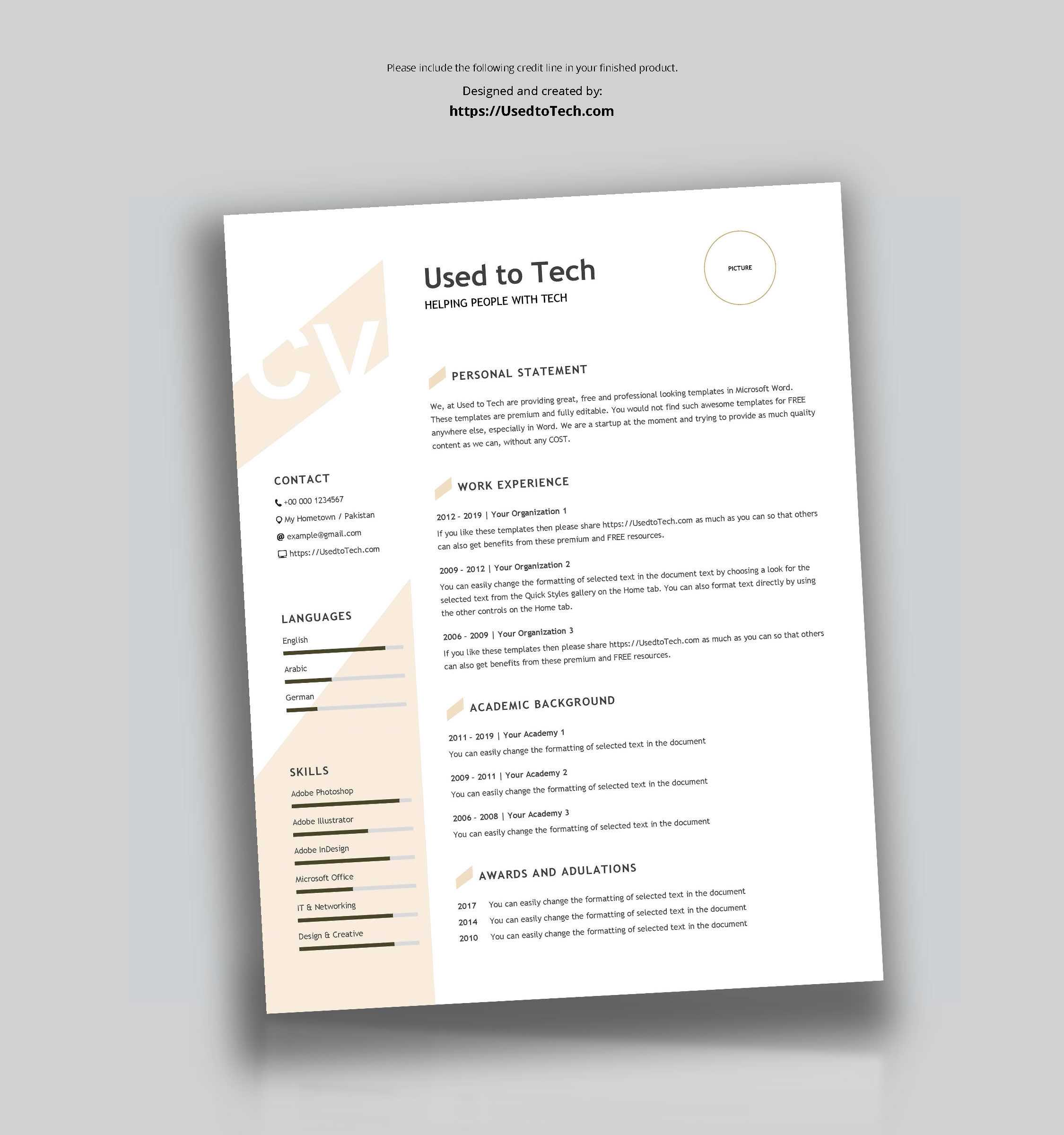 Modern Resume Template In Word Free - Used To Tech Throughout Microsoft Word Resume Template Free