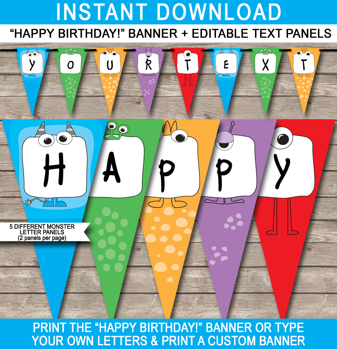 Monster Party Banner Template Inside Diy Birthday Banner Template