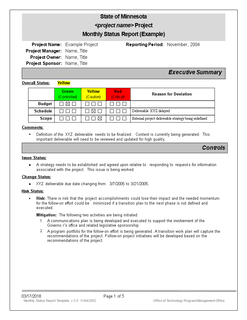 Monthly Status Report | Templates At Allbusinesstemplates Within Project Manager Status Report Template