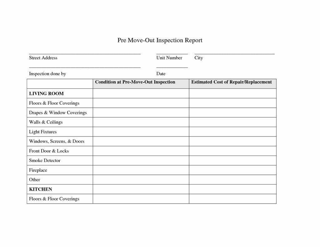 Move In Move Out Inspection Form New Property Management Within Property Management Inspection Report Template