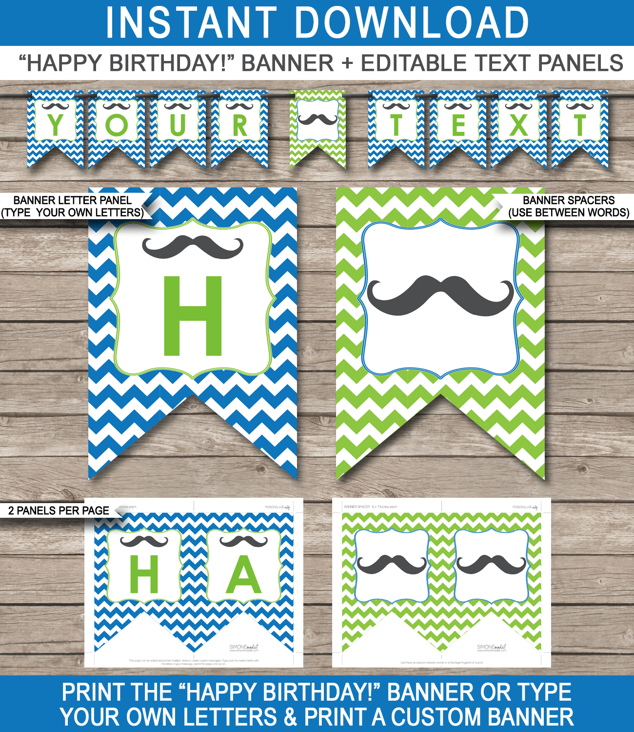 Mustache Party Banner Template In Free Printable Party Banner Templates