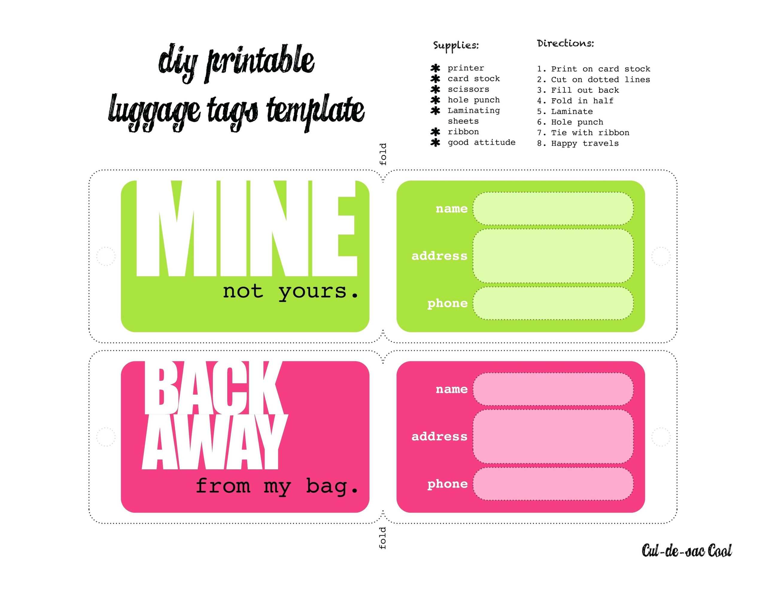 Name Label Template Printable – Harryatkins Throughout Blank Luggage Tag Template