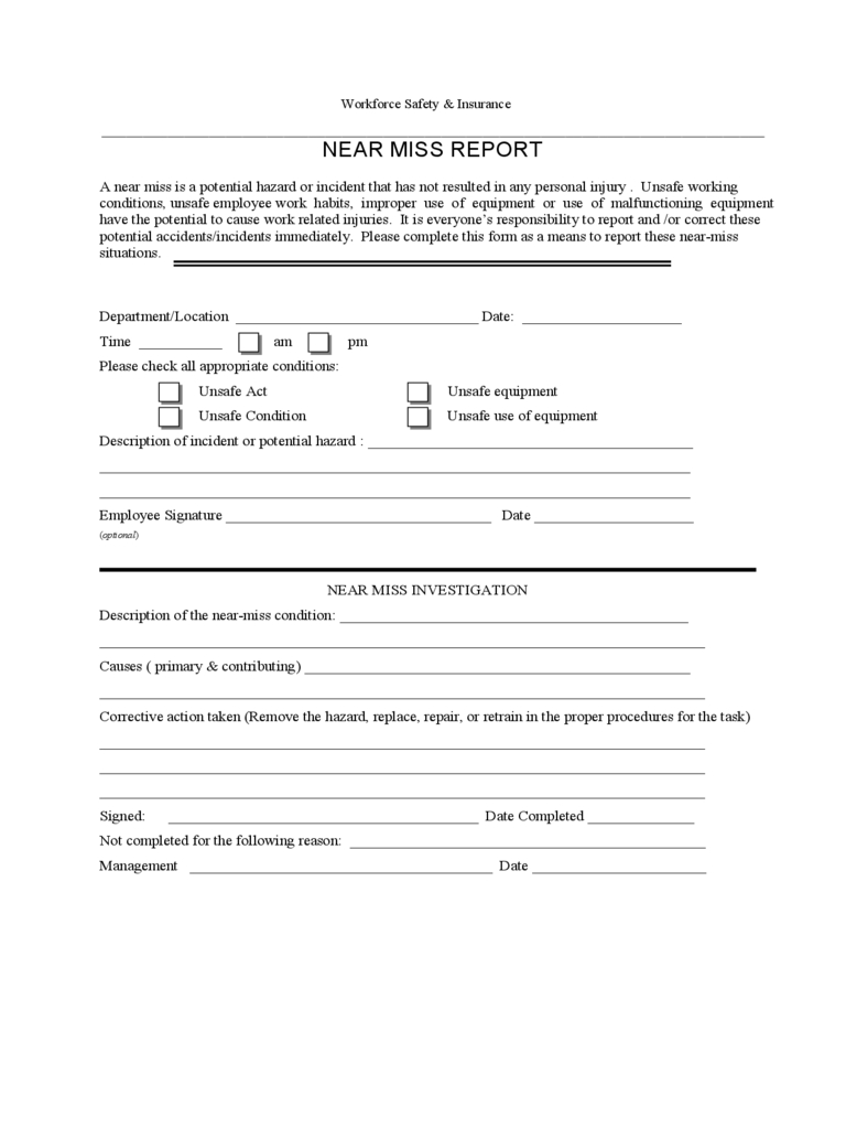 Near Miss Reporting Form – 2 Free Templates In Pdf, Word For Near Miss Incident Report Template