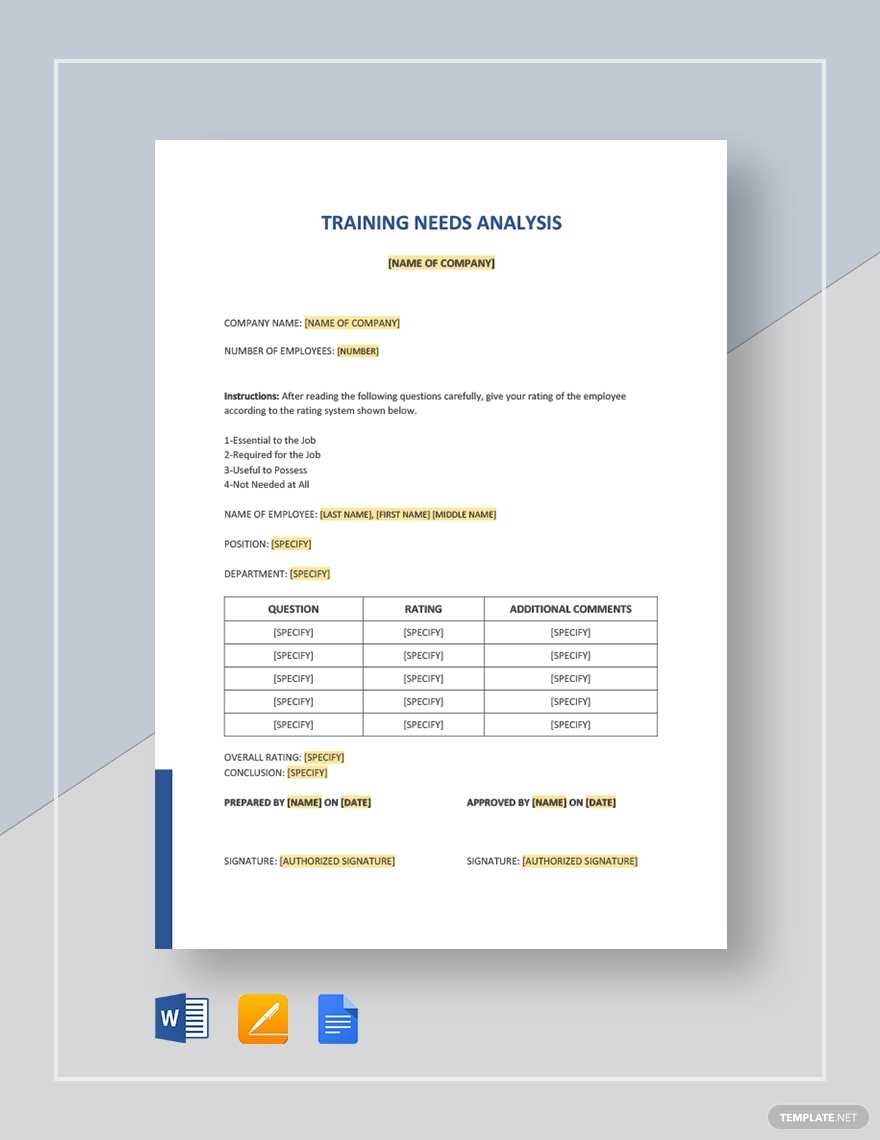 Needs Analysis Template – 20+ For (Word, Excel, Pdf) With Training Needs Analysis Report Template