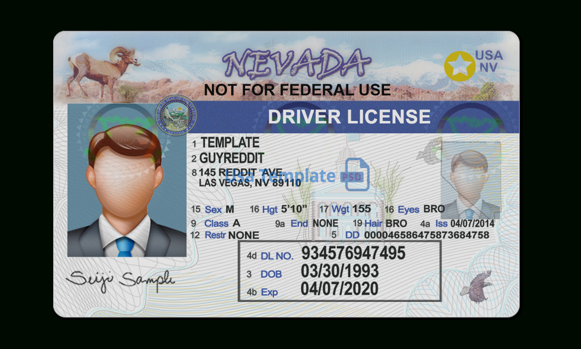 Nevada Driver License Template Pertaining To Blank Drivers License Template