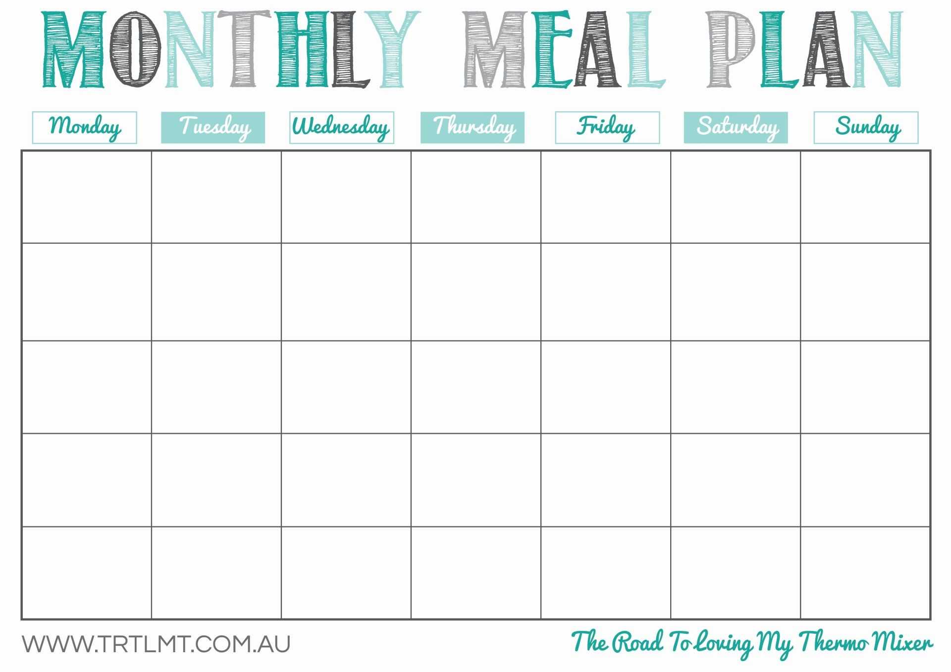 New Meal Planning Calendar Printable | Free Printable For Menu Planning Template Word