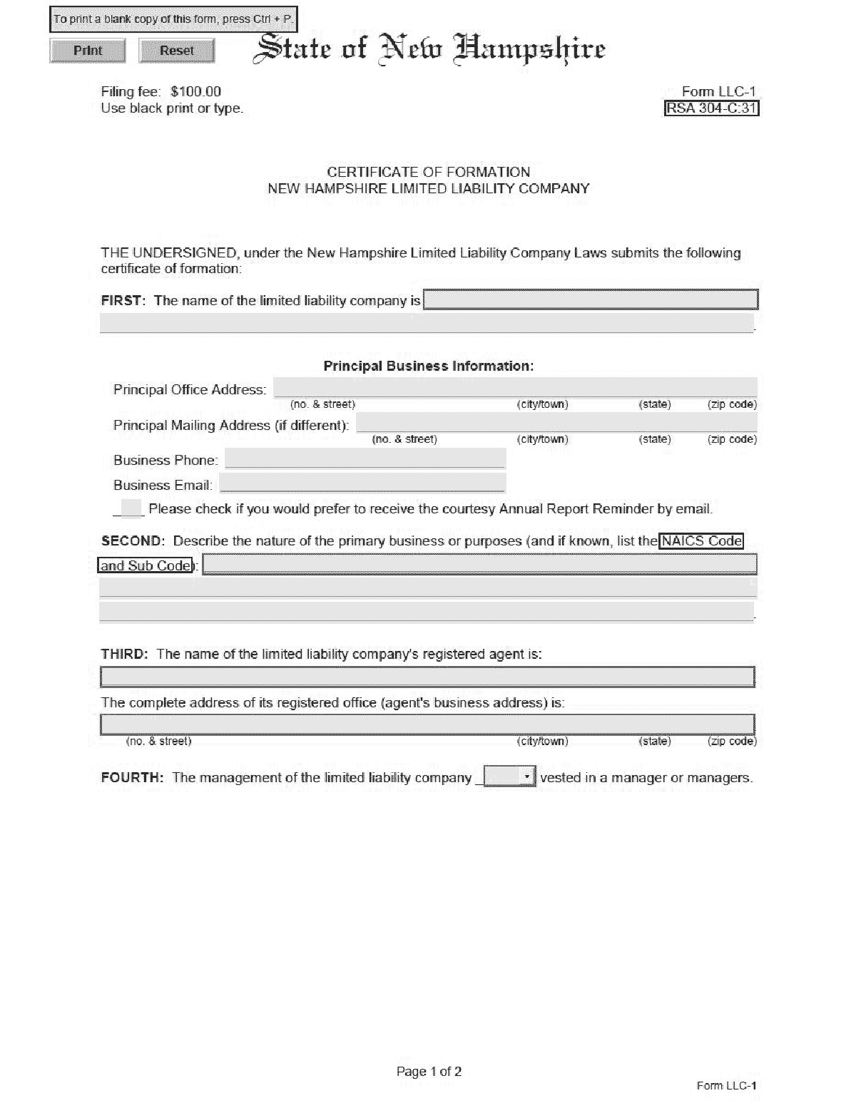 Nh Llc – How To Form An Llc In New Hampshire For Llc Annual Report Template