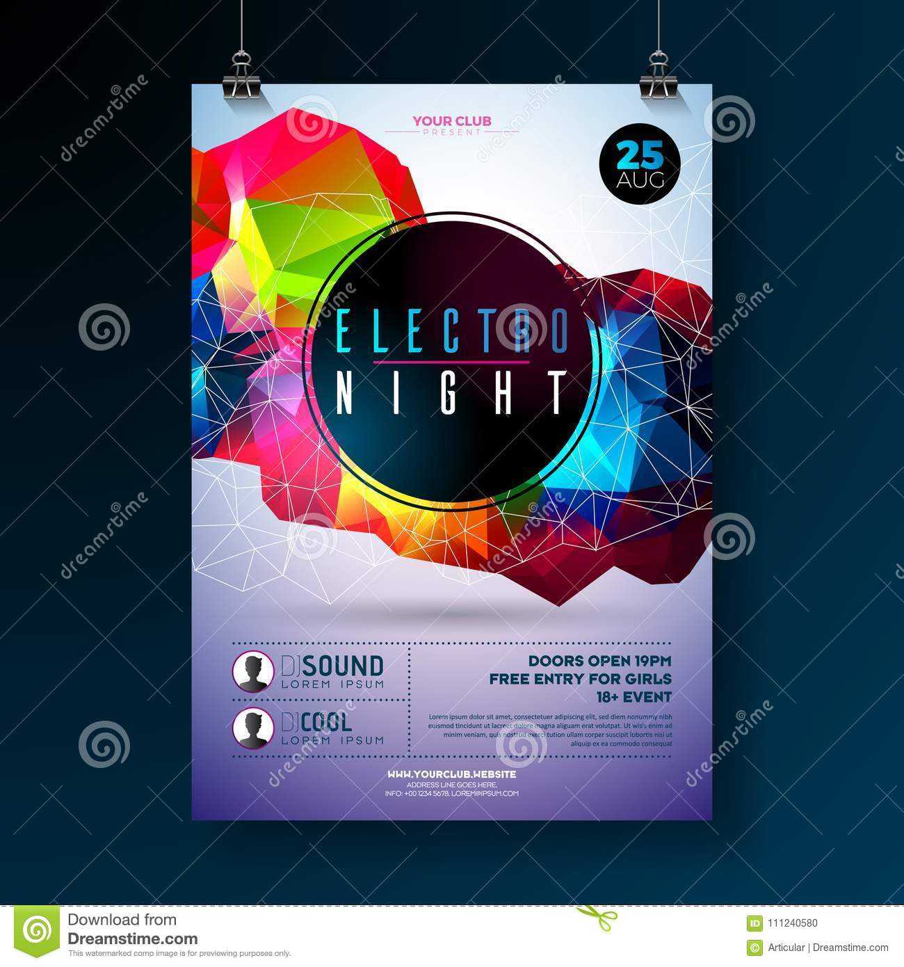 Night Dance Party Poster Design With Abstract Modern For Dance Flyer Template Word