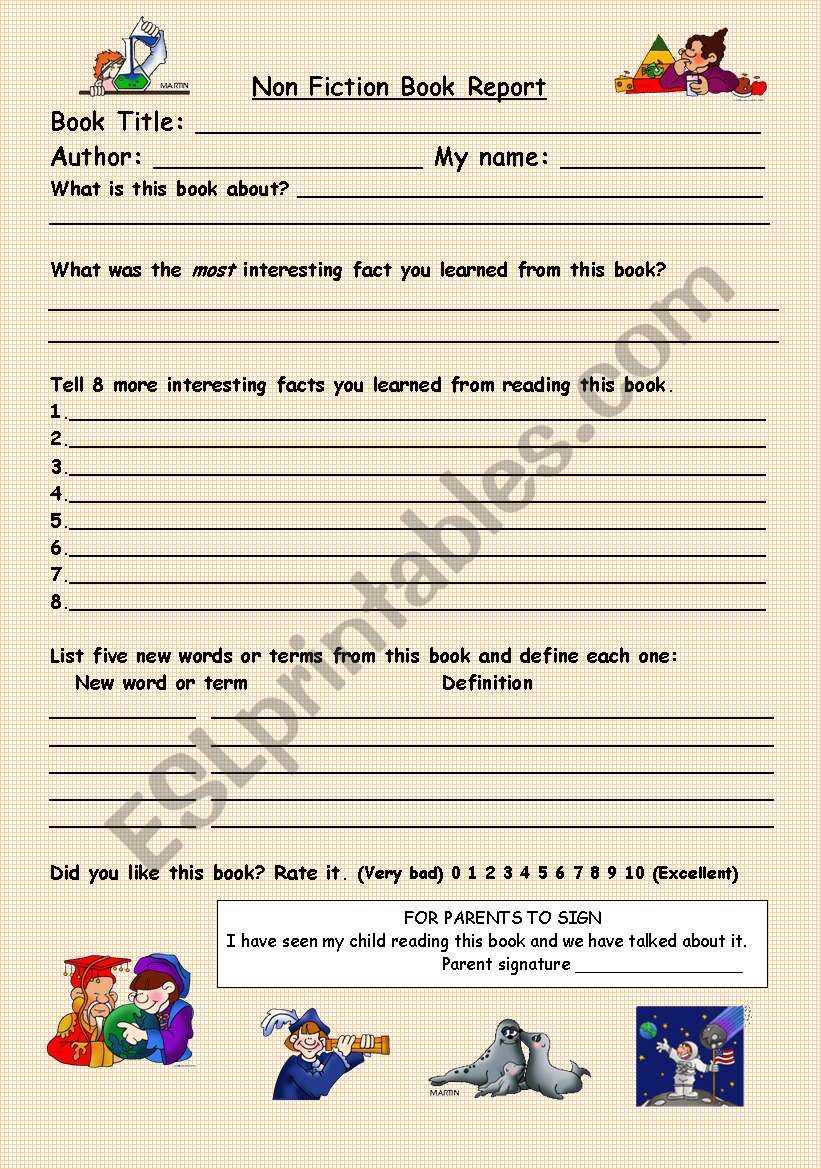 Non Fiction Book Report Form – Esl Worksheetfriedfam Throughout Nonfiction Book Report Template