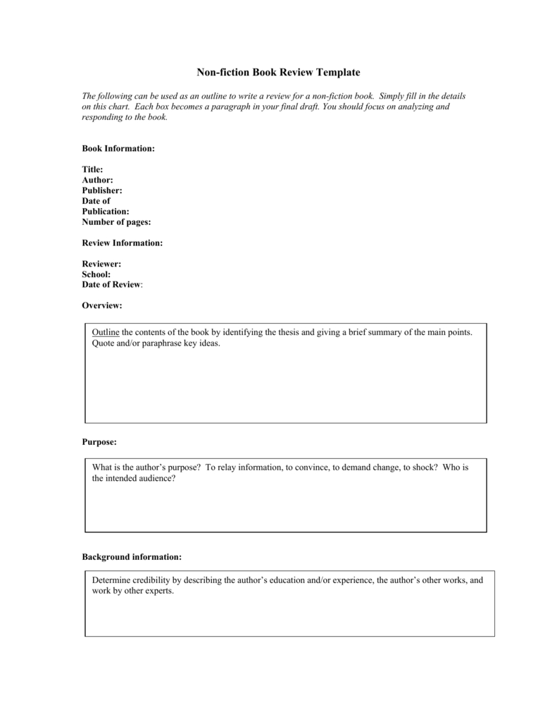 Non Fiction Book Review Template Throughout Nonfiction Book Report Template