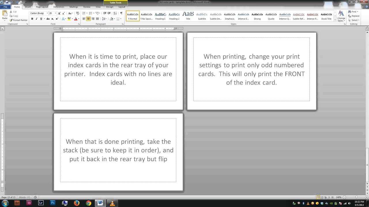 Note/index Cards – Word Template In 3X5 Blank Index Card Template