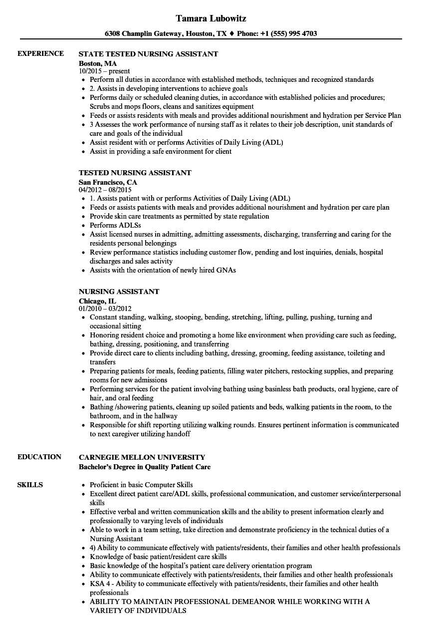 Nursing Assistant Resume Samples | Velvet Jobs Intended For Nursing Assistant Report Sheet Templates