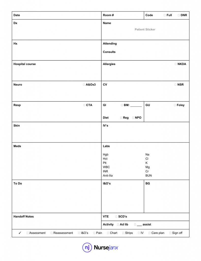 Nursing Report Sheet Template - Nursejanx Store Intended For Nurse Report Sheet Templates