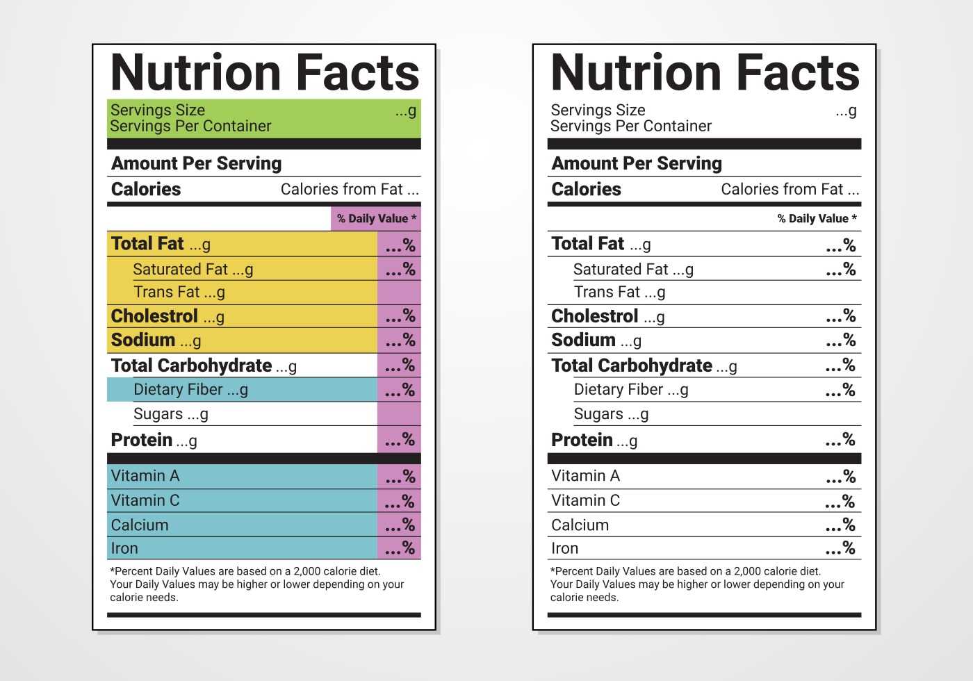 Nutrition Facts Label Vector Templates - Download Free With Regard To Food Label Template Word