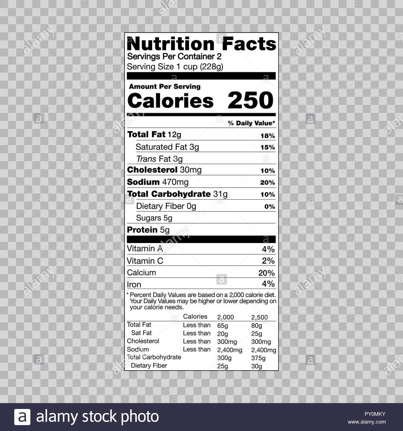 Nutrition Facts Stock Vector Images – Alamy Regarding Nutrition Label Template Word