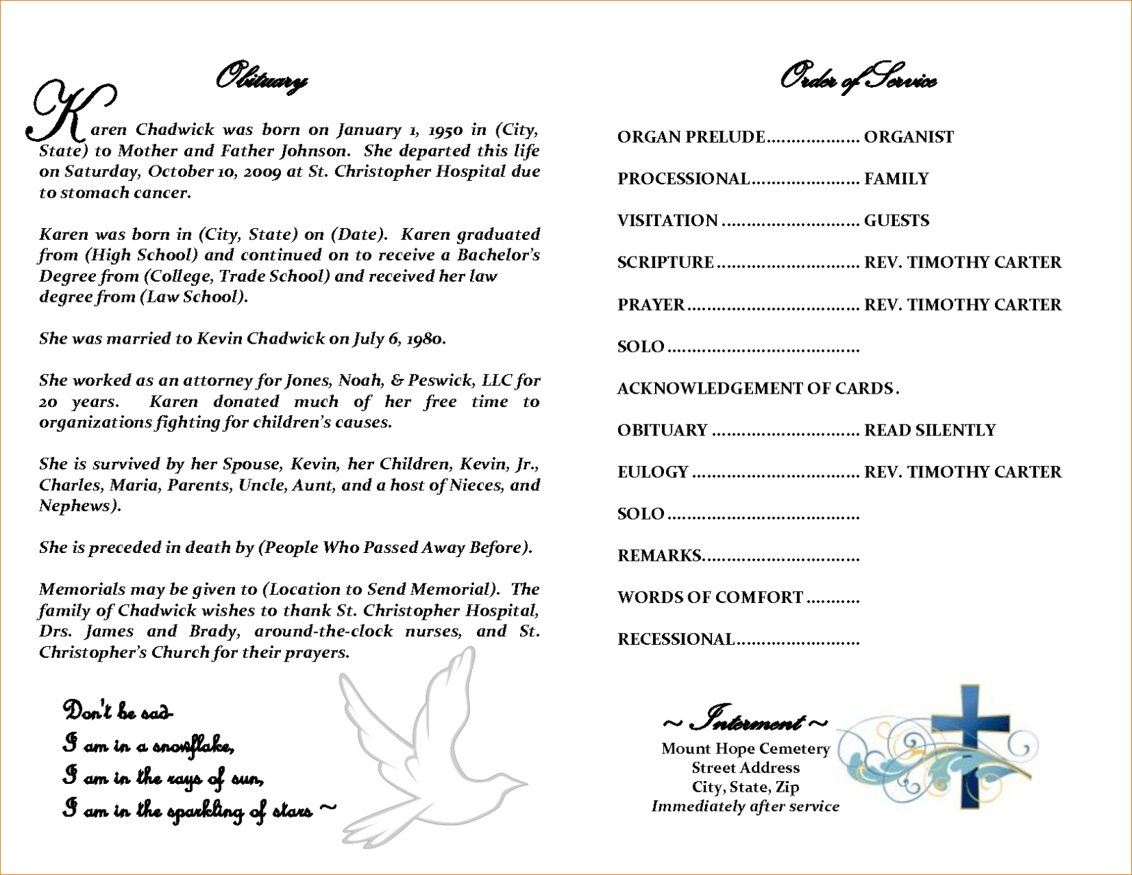 Obit Template - Karati.ald2014 Throughout Obituary Template Word Document