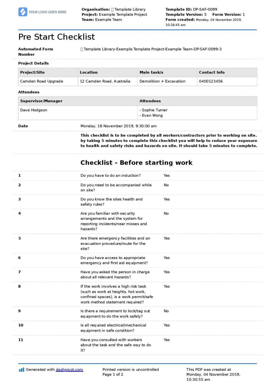 Ohs Monthly Report Template Audit Safety Checklist Throughout Ohs Monthly Report Template