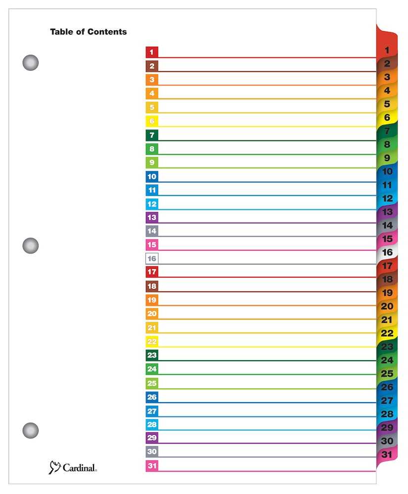 Onestep® Printable Table Of Contents Dividers, 1 31, Multicolor Throughout Blank Table Of Contents Template Pdf