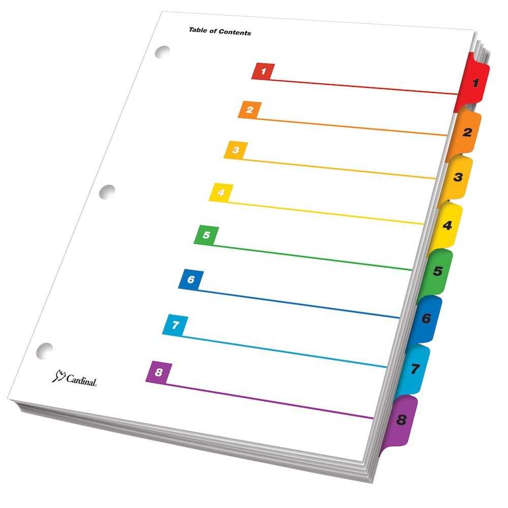 Onestep® Printable Table Of Contents Dividers, 8 Tab, Multicolor Inside 8 Tab Divider Template Word