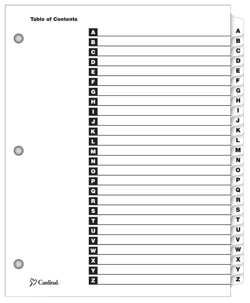 Onestep® Printable Table Of Contents Dividers, A Z, White Within Blank Table Of Contents Template
