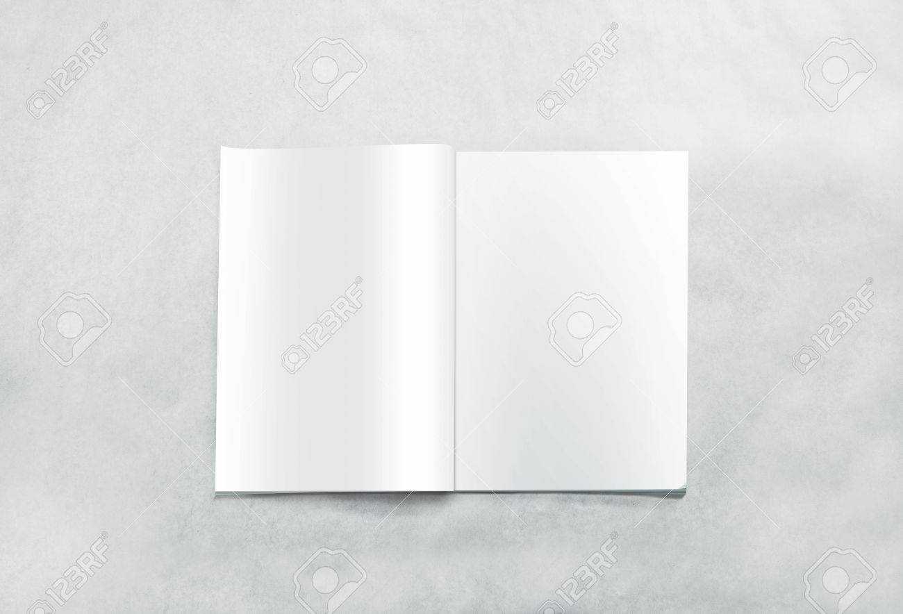 Opened Blank Magazine Pages Mockup, Isolated On Textured Background With Blank Magazine Spread Template