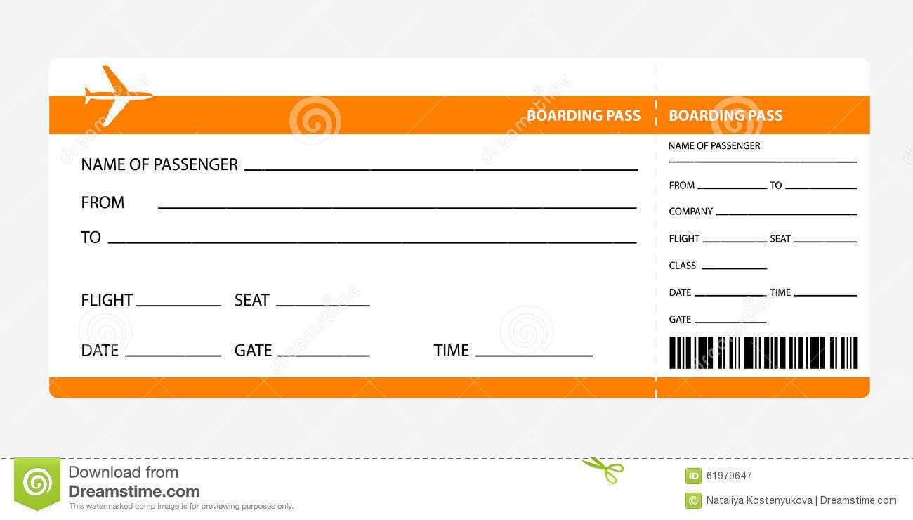 Orange Boarding Pass Stock Vector. Illustration Of Airport Throughout Plane Ticket Template Word