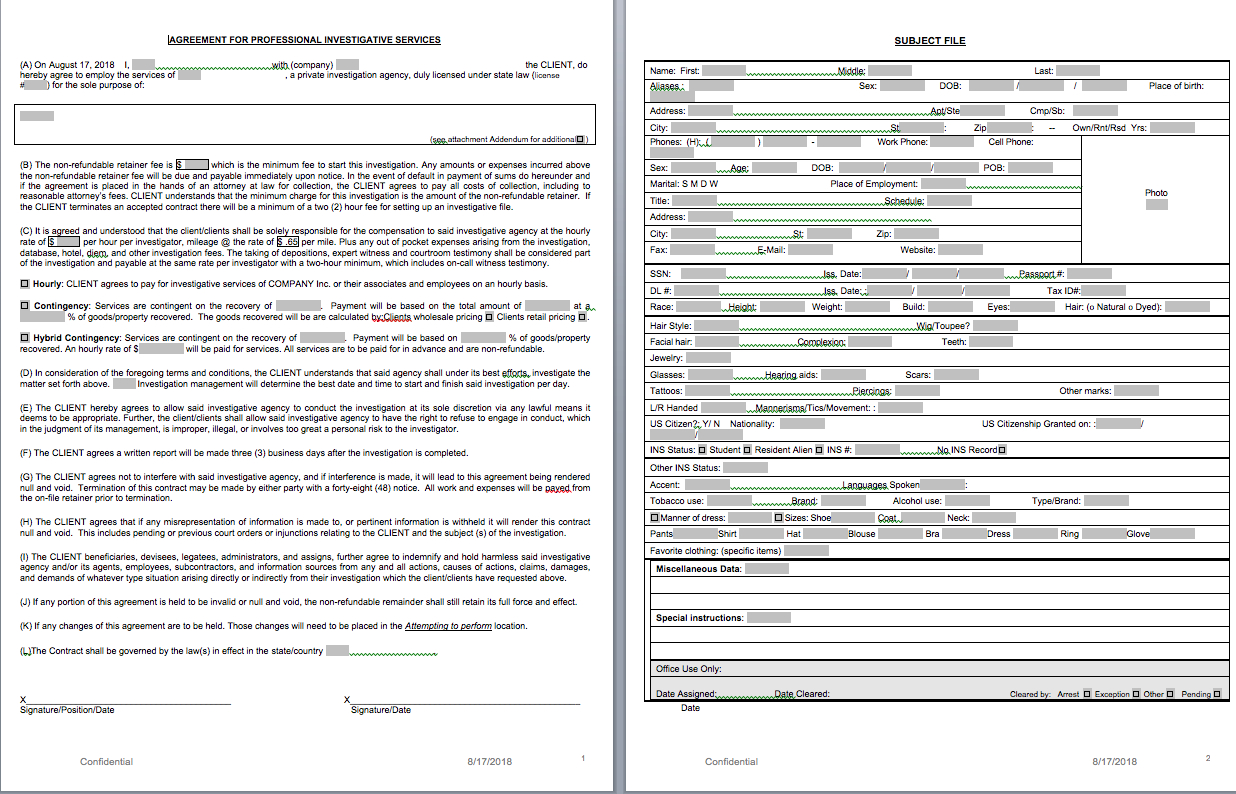 P.i. Forms - Pitraininghq Within Private Investigator Surveillance Report Template