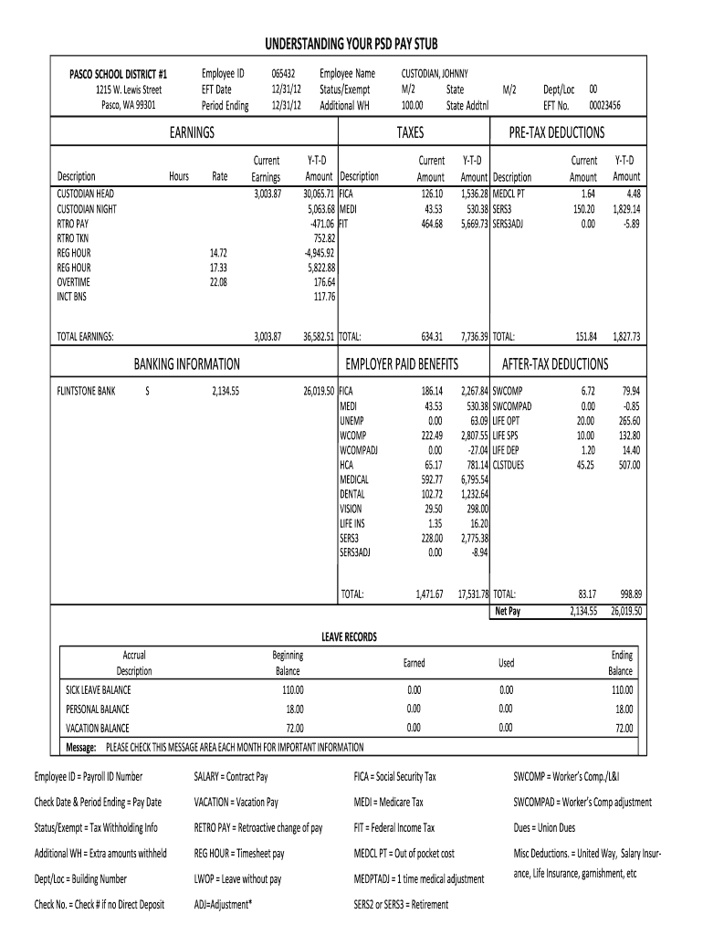 Pay Stub Template – Fill Online, Printable, Fillable, Blank In Pay Stub Template Word Document